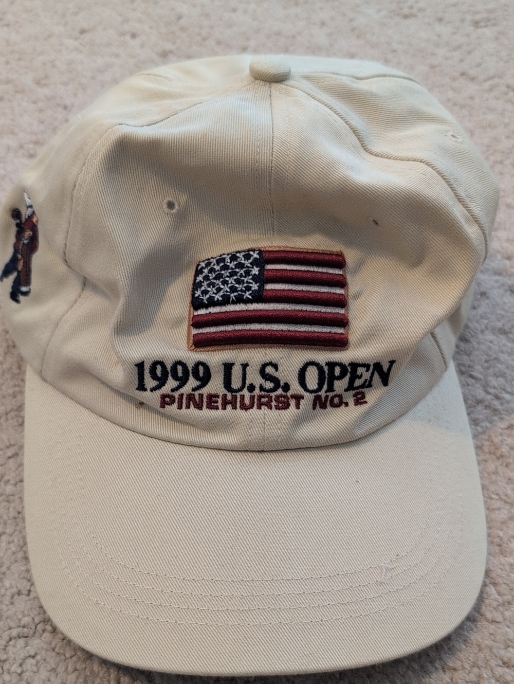 1999 U.S. Open Pinehurst No. 2 Beige Baseball Cap with Flag Embroidery